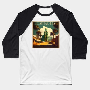 Cartagena Colombia Vintage Travel Art Poster Baseball T-Shirt